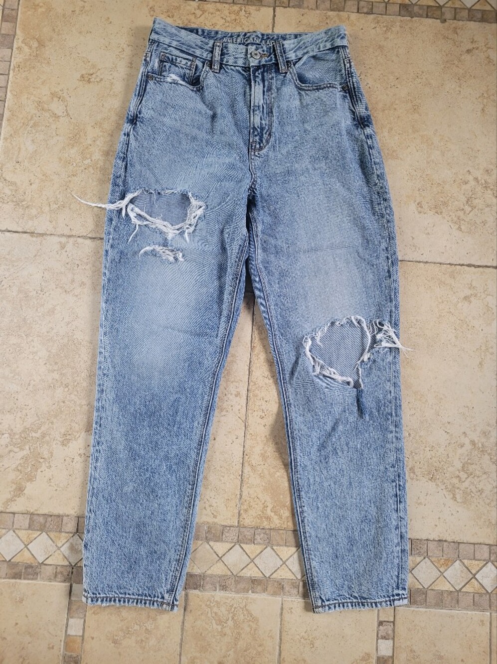 American Eagle Outfitters Curvy Mom High-Rise Distressed Jeans